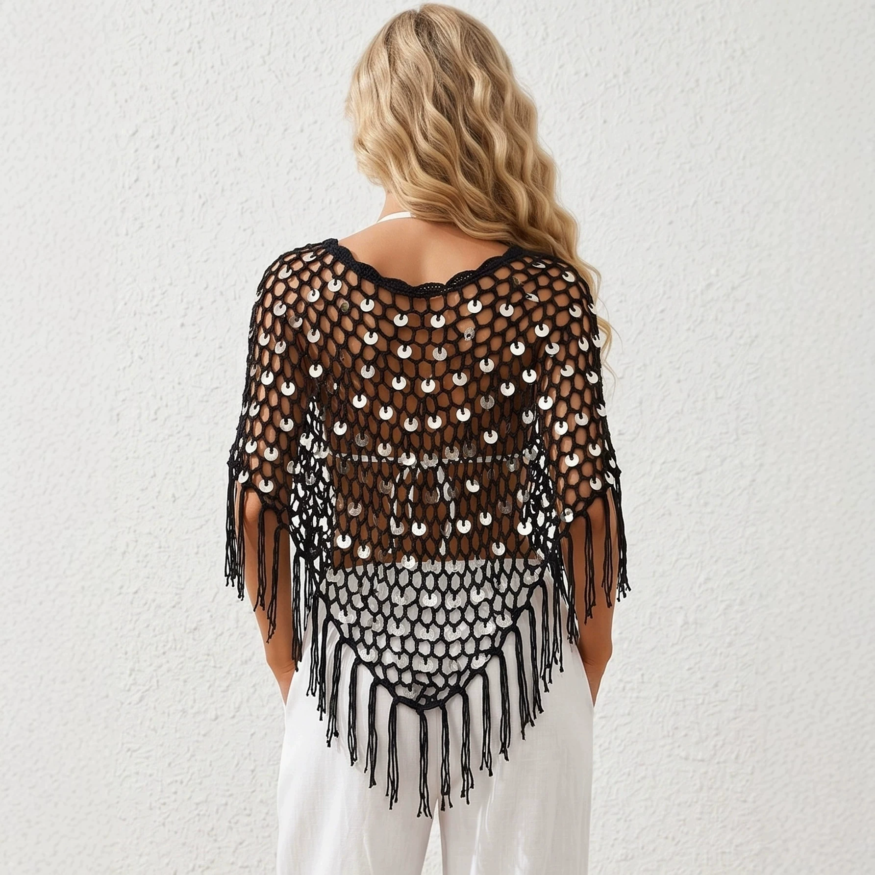 Fringed Asymmetric Beach Cover-Up view 4