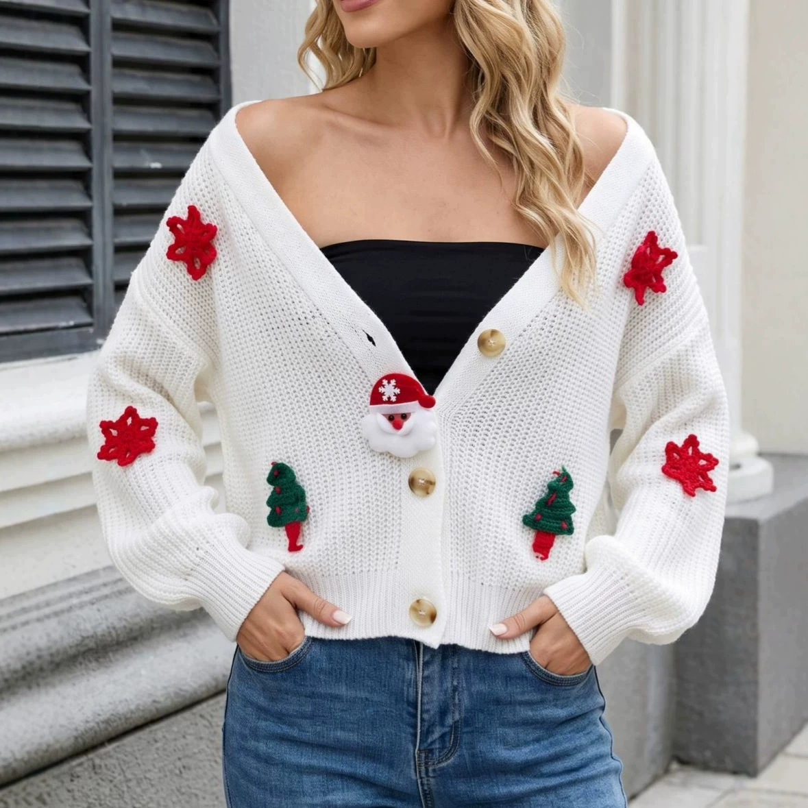 Women's V-Neck Button-Up Cardigan