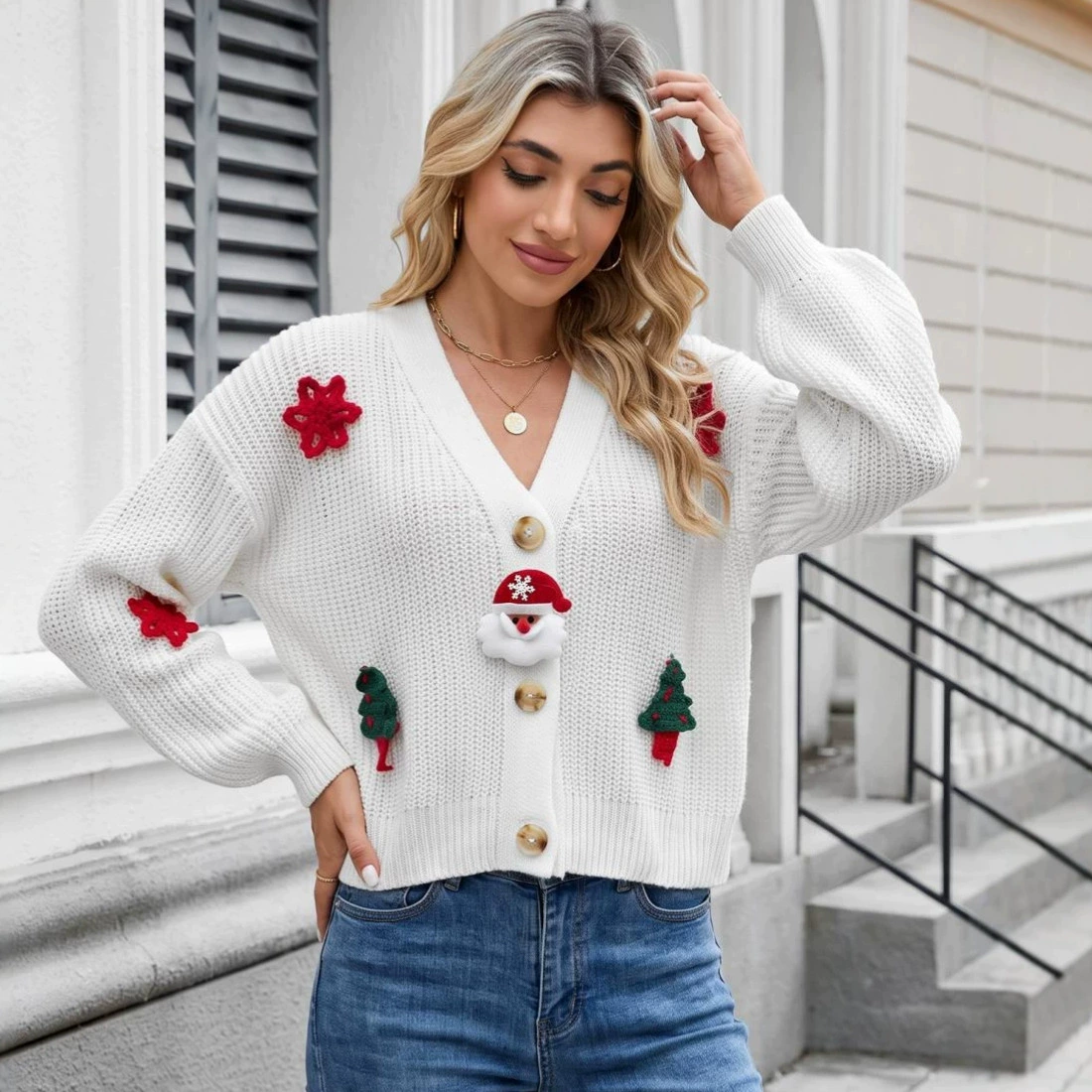 Women's V-Neck Button-Up Cardigan view 2
