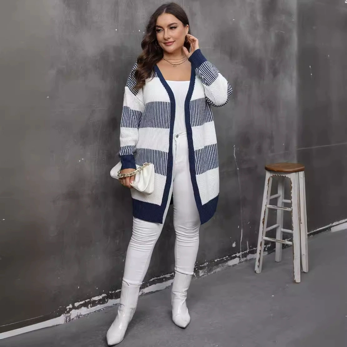 Women's Open Front Long Knit Cardigan view 4