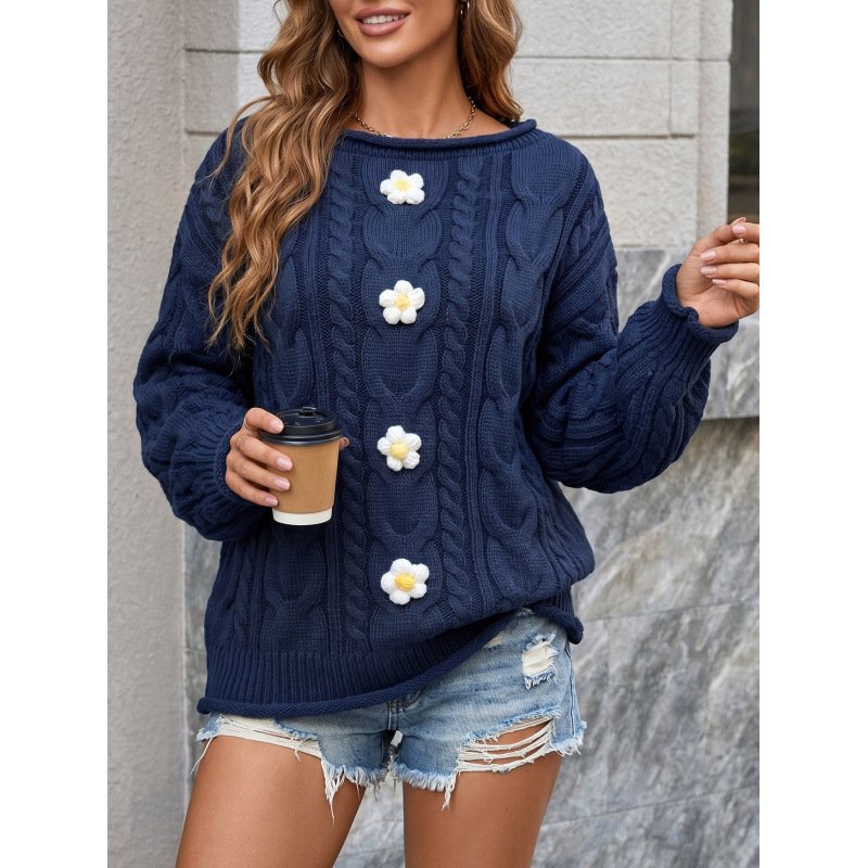M10201-Navy (4 small white flowers)