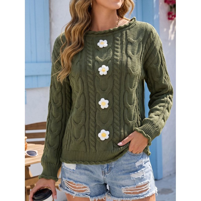 M10201-Army Green (4 small white flowers)
