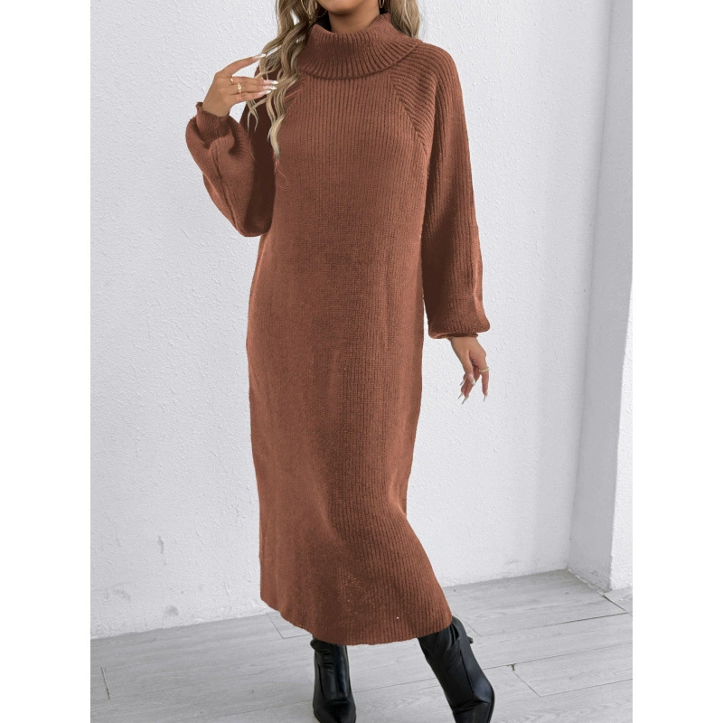 Turtleneck Long Sleeve Midi Dress view 7