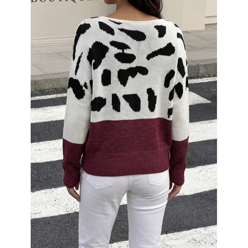 Women's Off-Shoulder Sweater with Ribbed Cuffs and Hem view 3