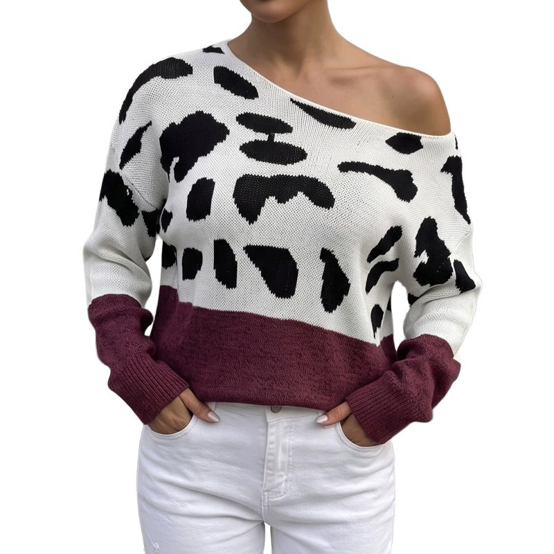 Women's Off-Shoulder Sweater with Ribbed Cuffs and Hem view 5