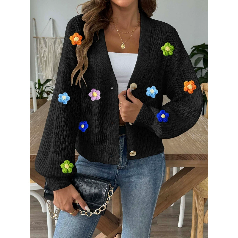 Women's V-Neck Button-Up Cropped Cardigan view 6