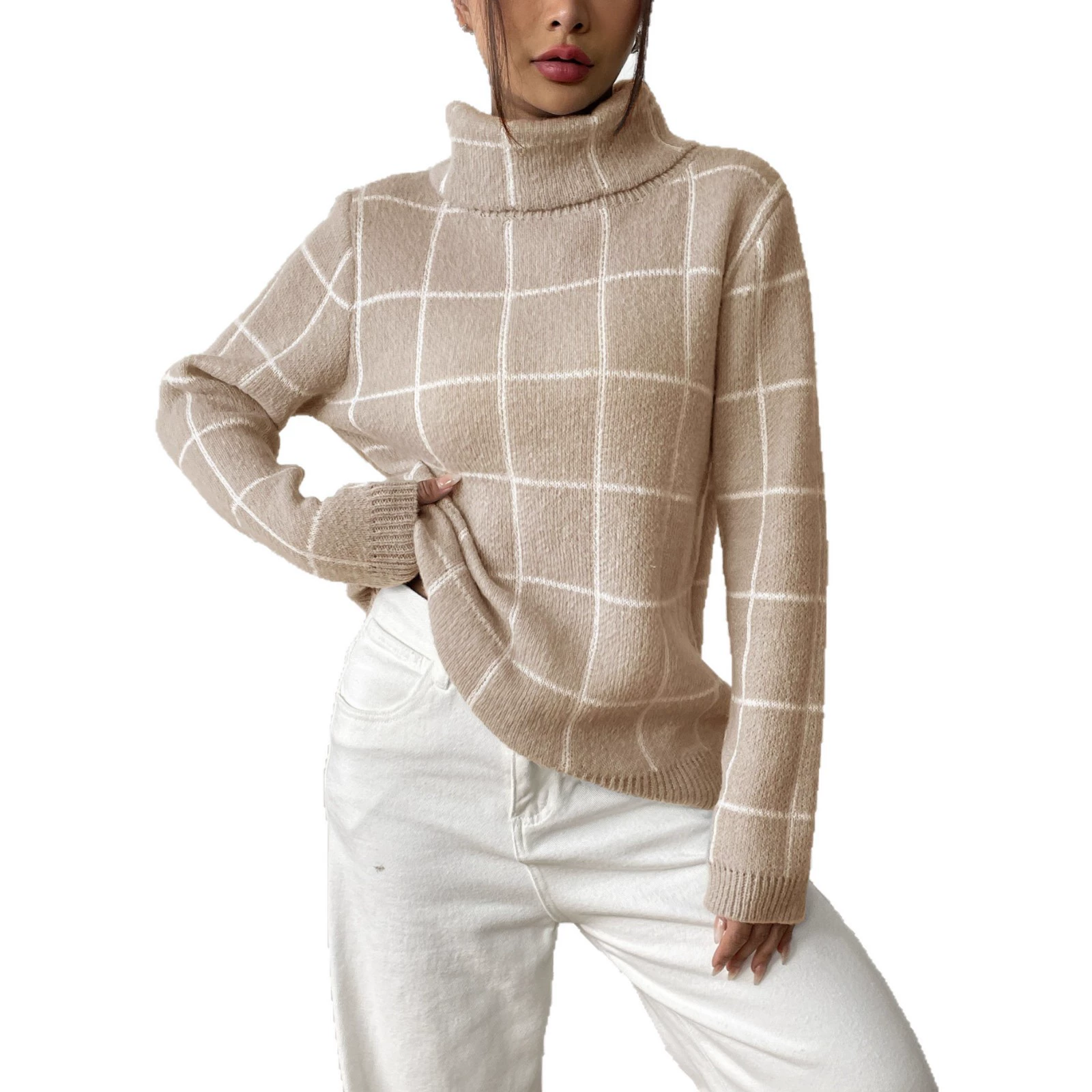 Women's Turtleneck Long Sleeve Pullover Sweater view 5