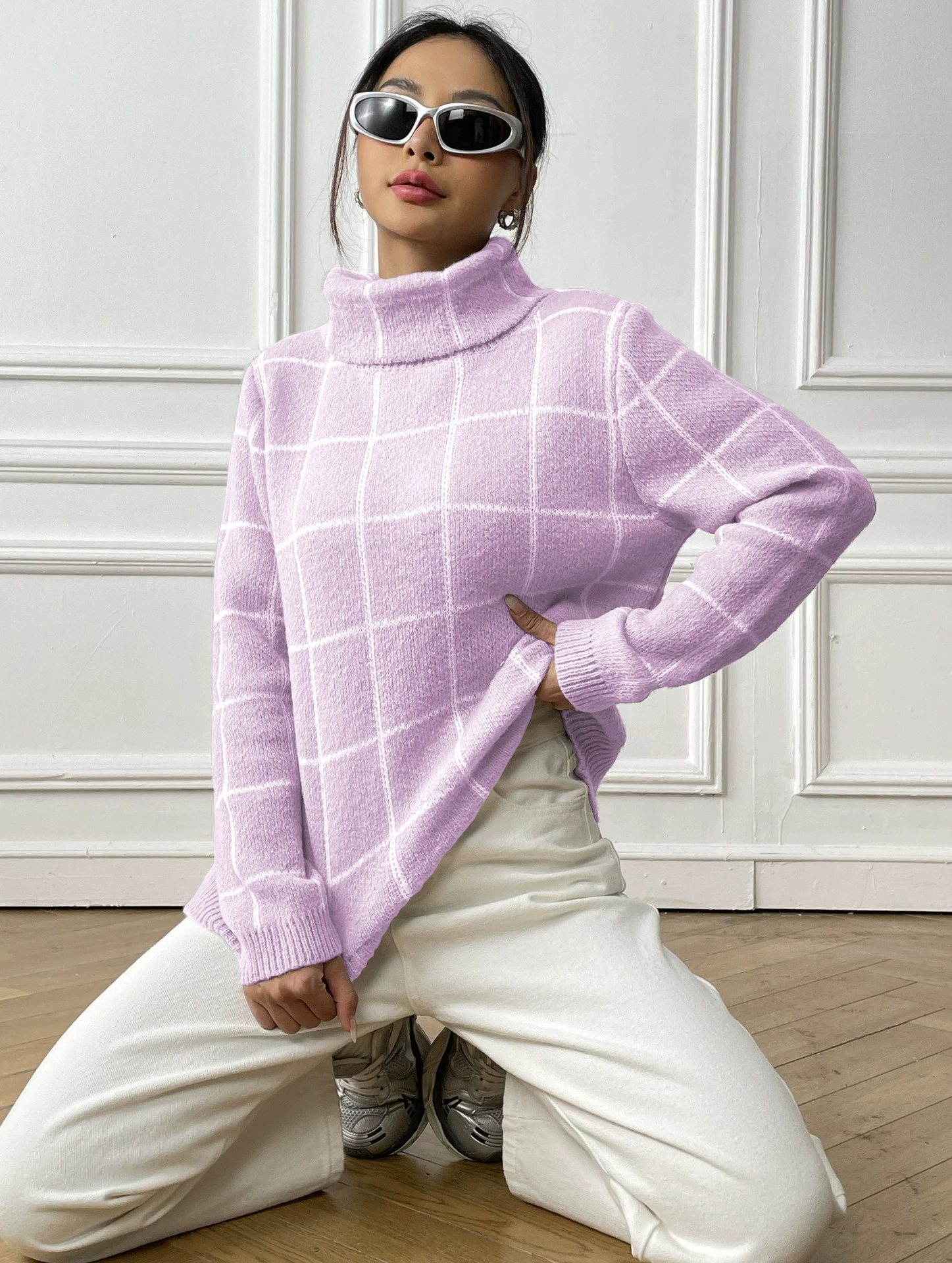 Women's Turtleneck Long Sleeve Pullover Sweater view 7