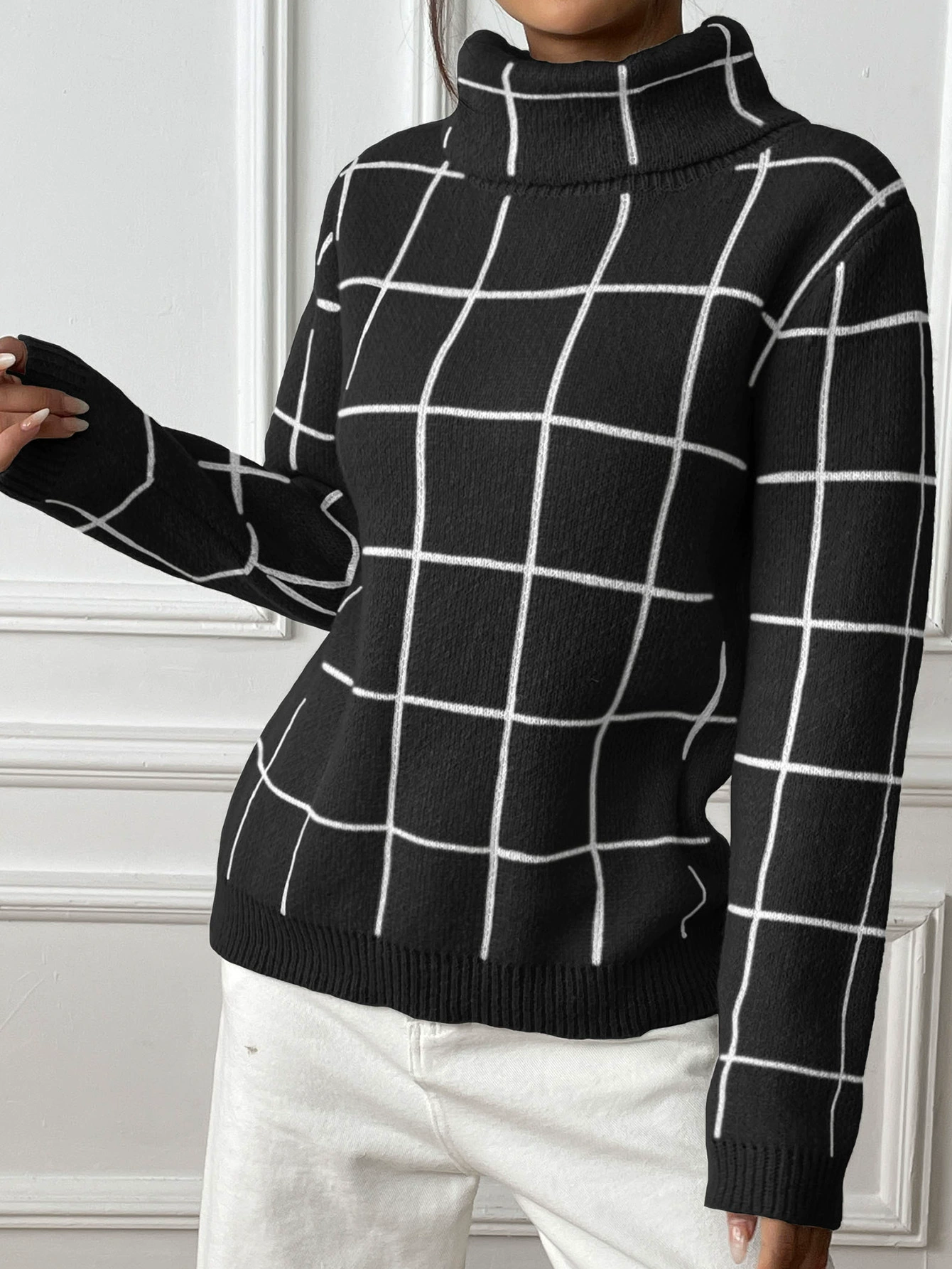 Women's Turtleneck Long Sleeve Pullover Sweater view 9