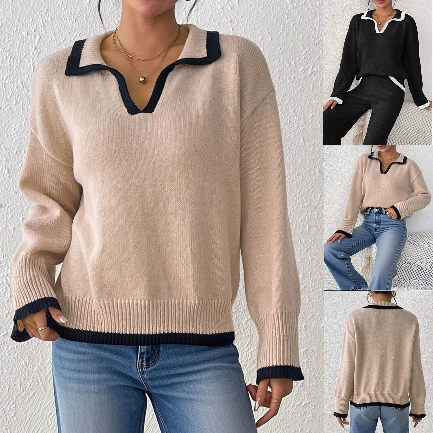 Women's Polo Collar Pullover Sweater view 2