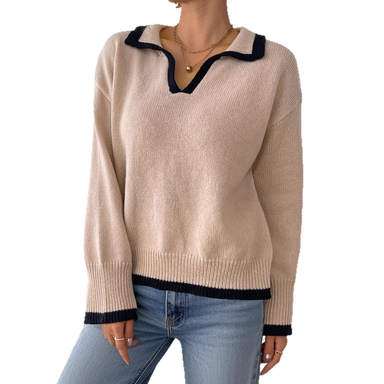 Women's Polo Collar Pullover Sweater view 5