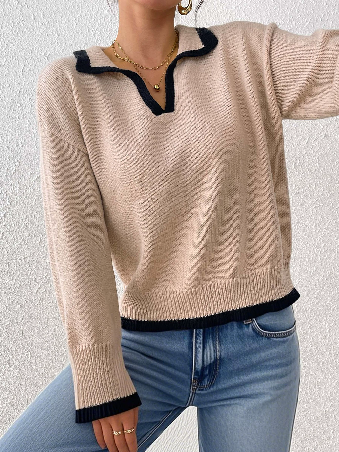 Women's Polo Collar Pullover Sweater view 6
