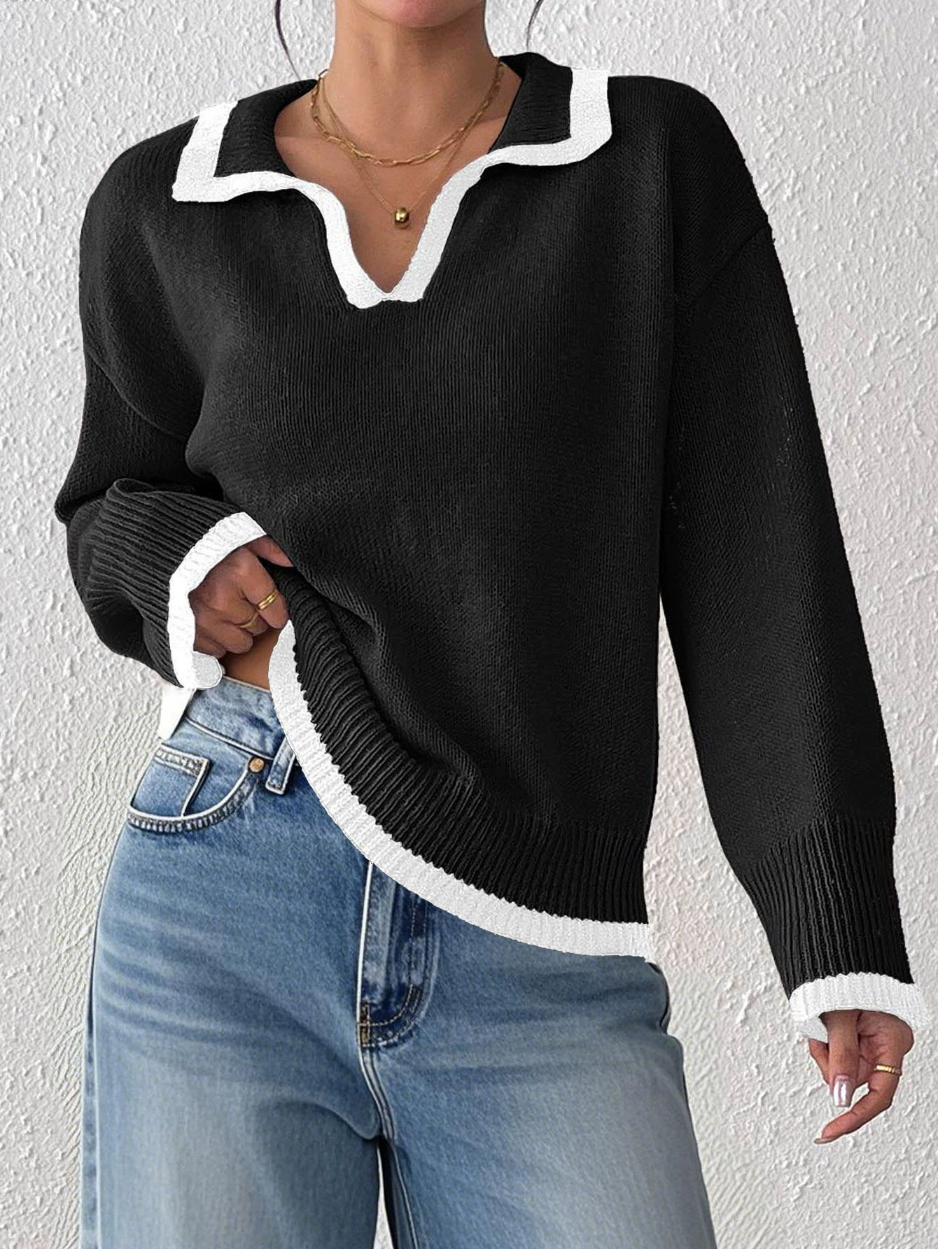 Women's Polo Collar Pullover Sweater view 7