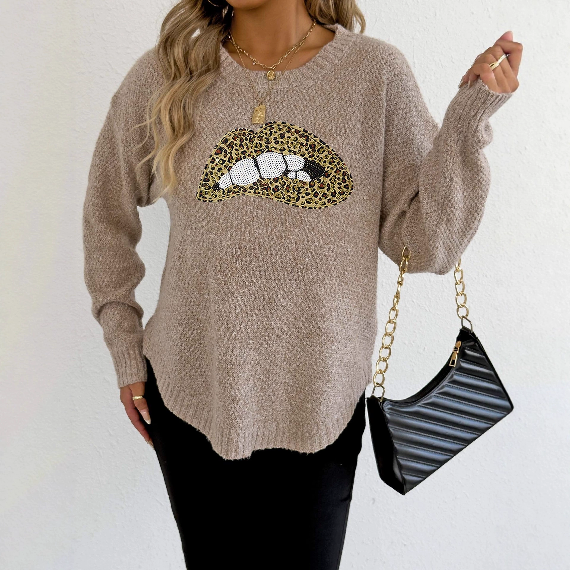Loose Fit Crew Neck Sweater view 3