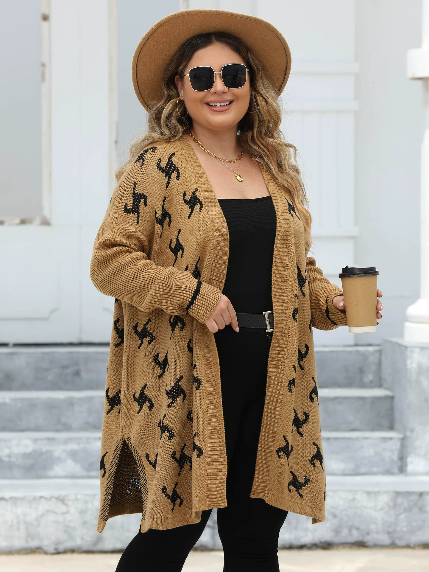 Longline Open Front Knit Cardigan view 6