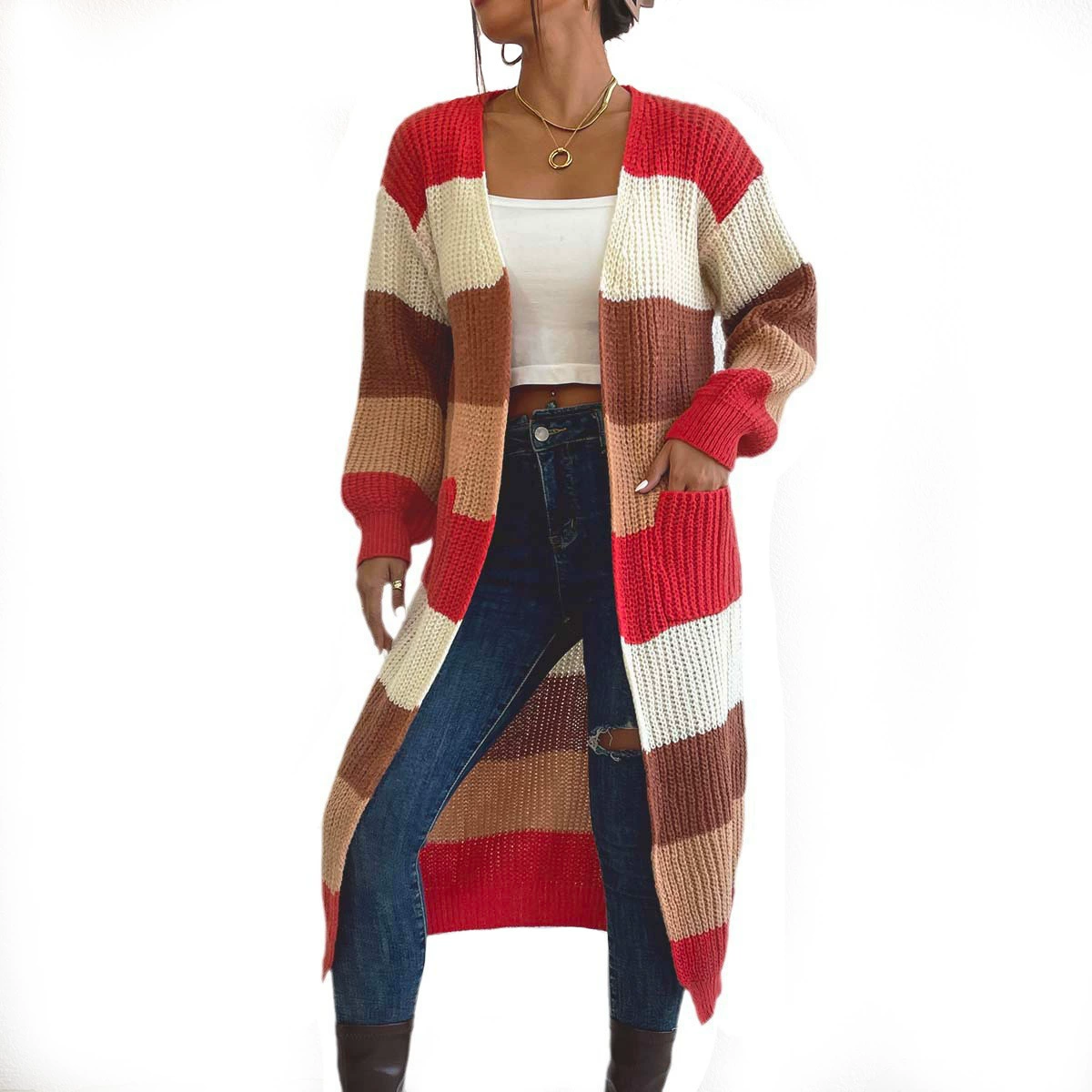 Longline Knit Cardigan with Pockets view 5