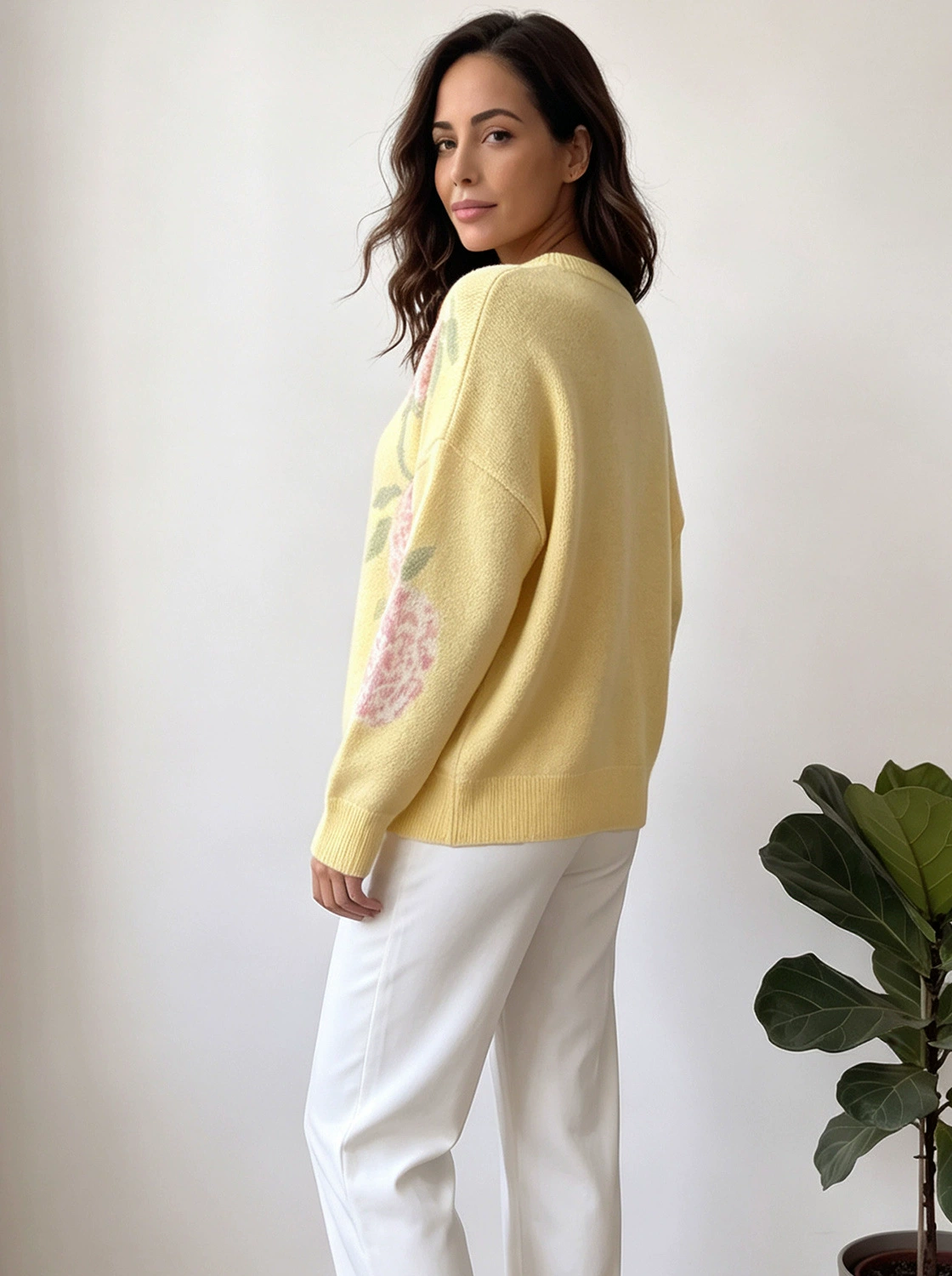 Women's Round Neck Long Sleeve Knit Sweater view 4