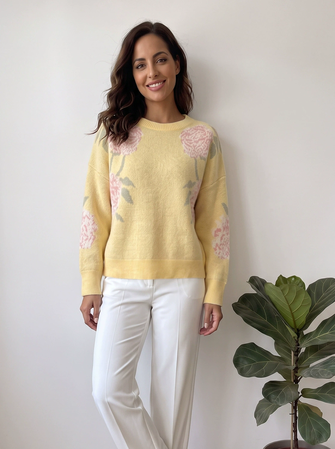 Women's Round Neck Long Sleeve Knit Sweater view 5