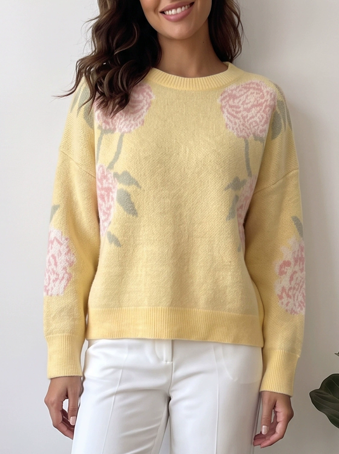 Women's Round Neck Long Sleeve Knit Sweater view 6