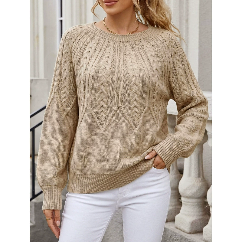 Women's Crew Neck Long Sleeve Knit Sweater view 8