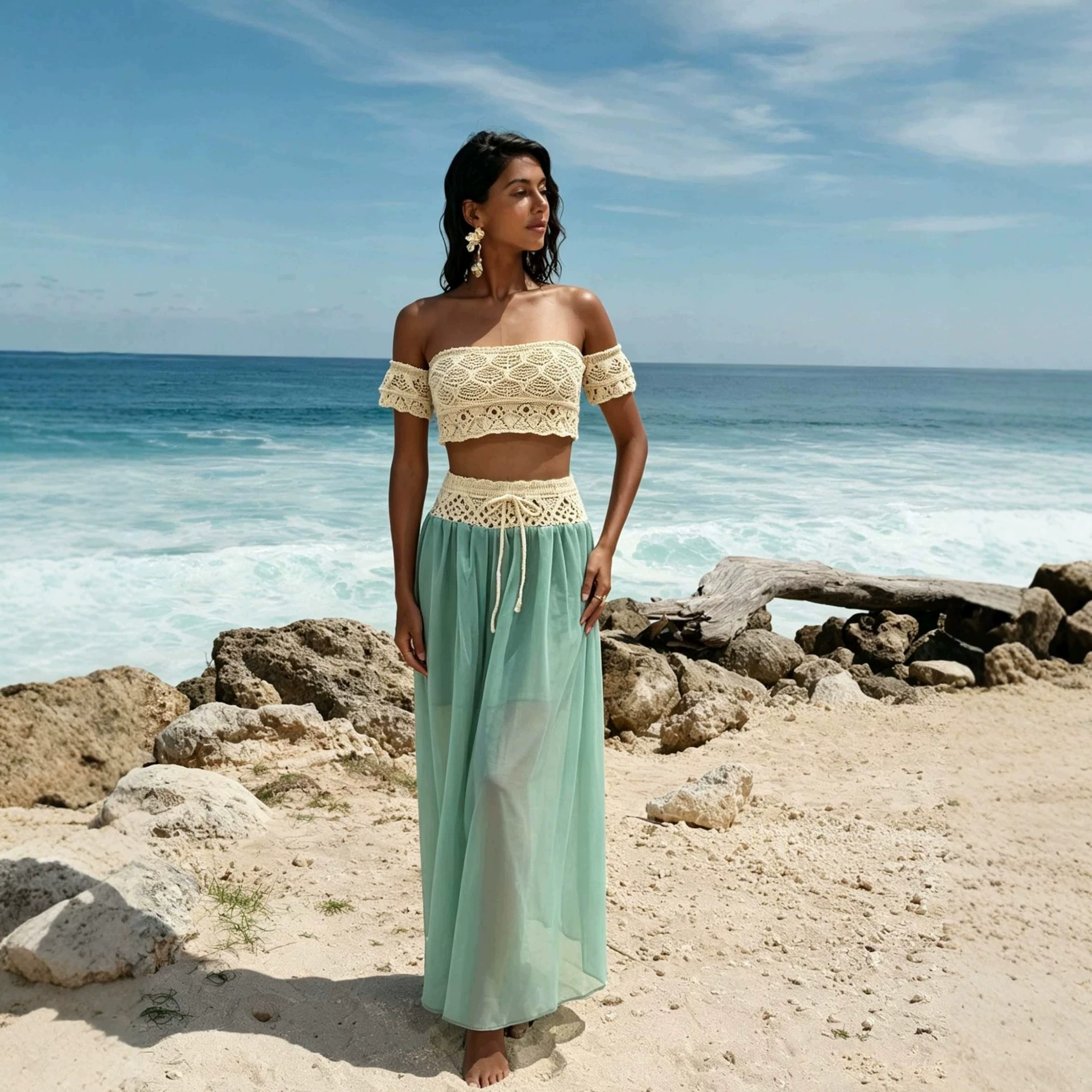Convertible Crochet Top and Maxi Skirt Set view 2
