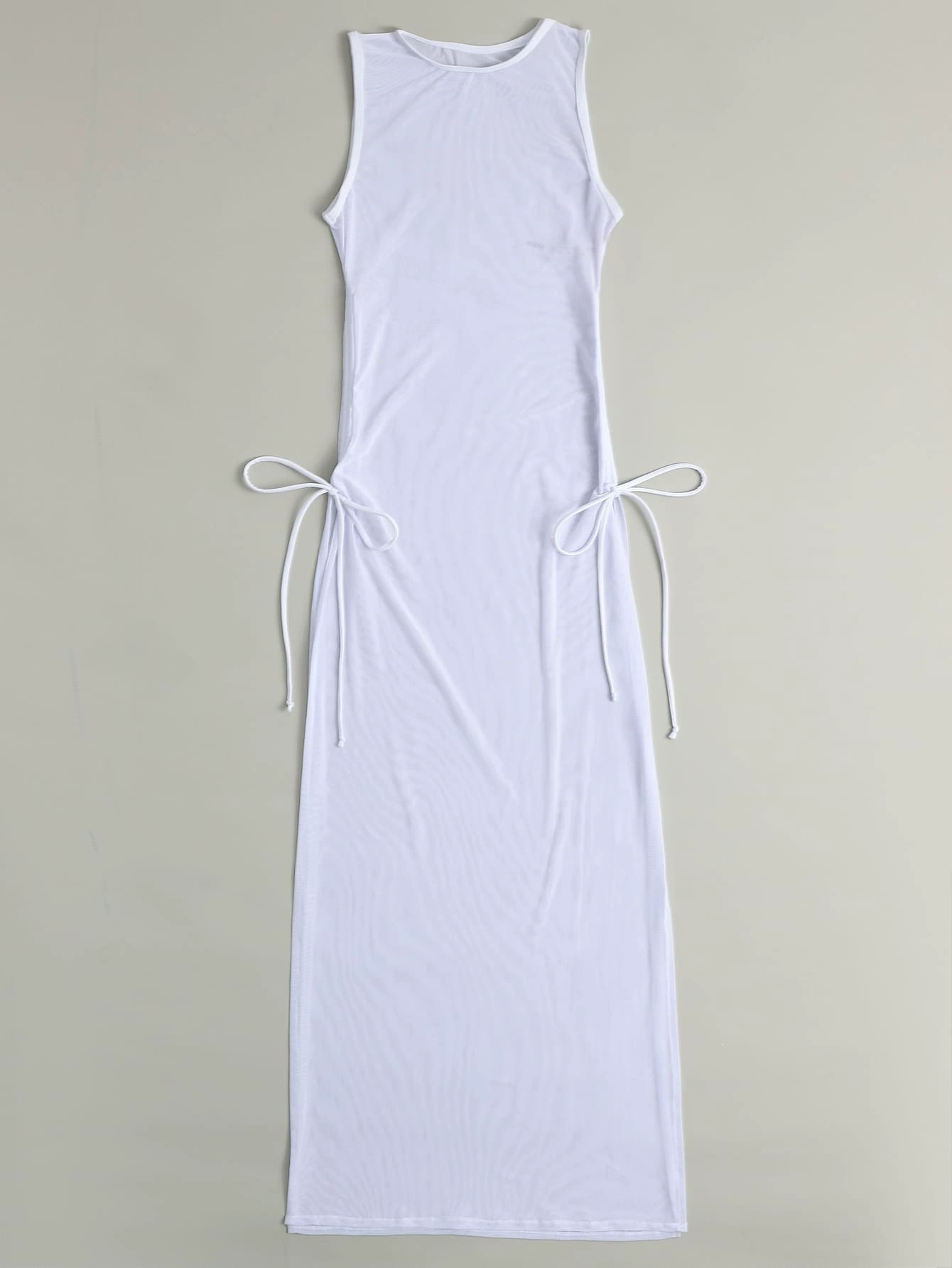 Sheer Sleeveless Cover-Up Dress with Side Ties view 3