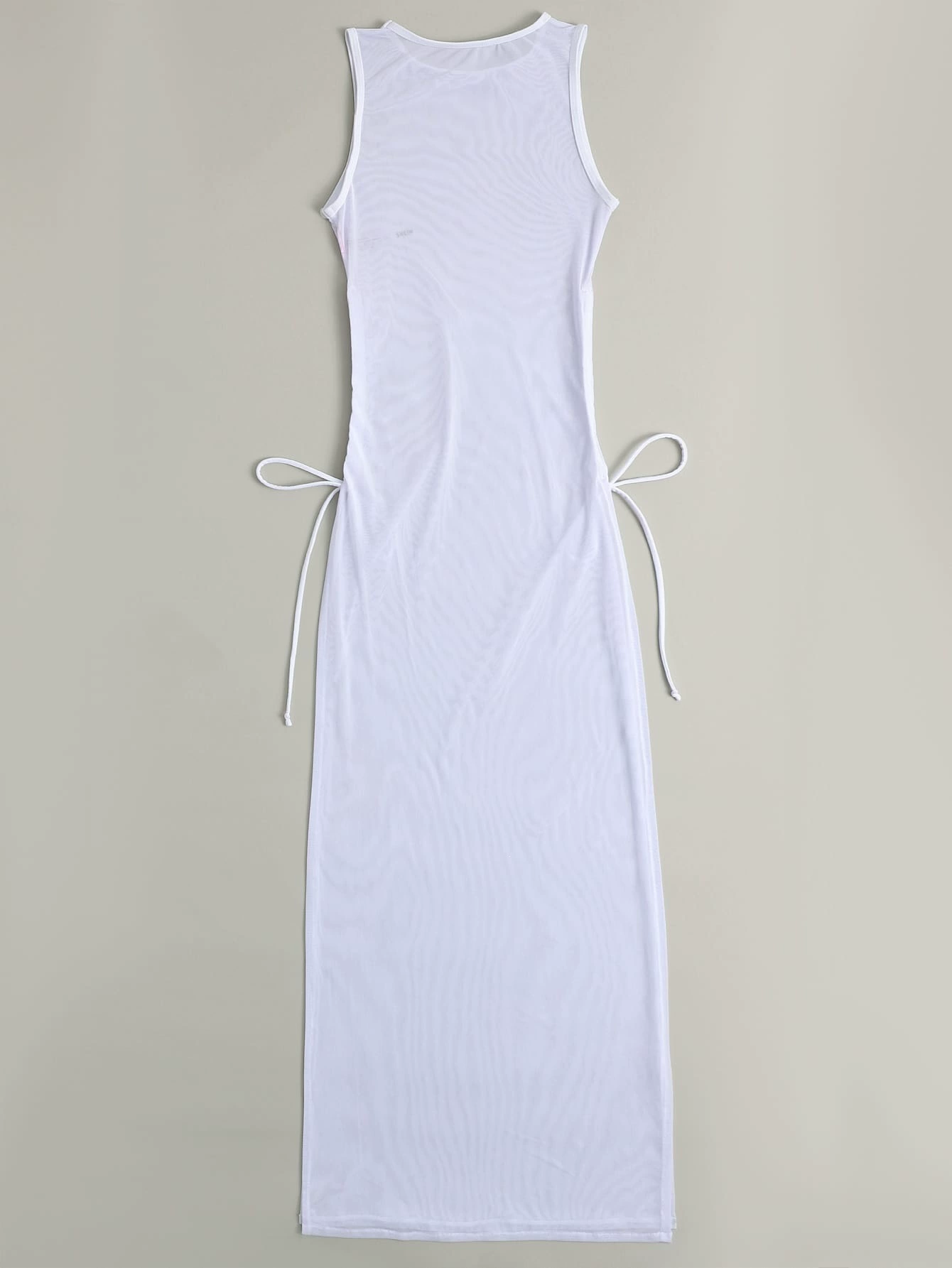 Sheer Sleeveless Cover-Up Dress with Side Ties view 5