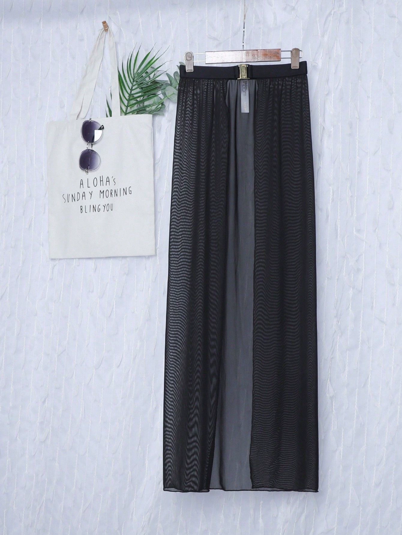 High Waisted Cover Up Skirt with Belt view 3