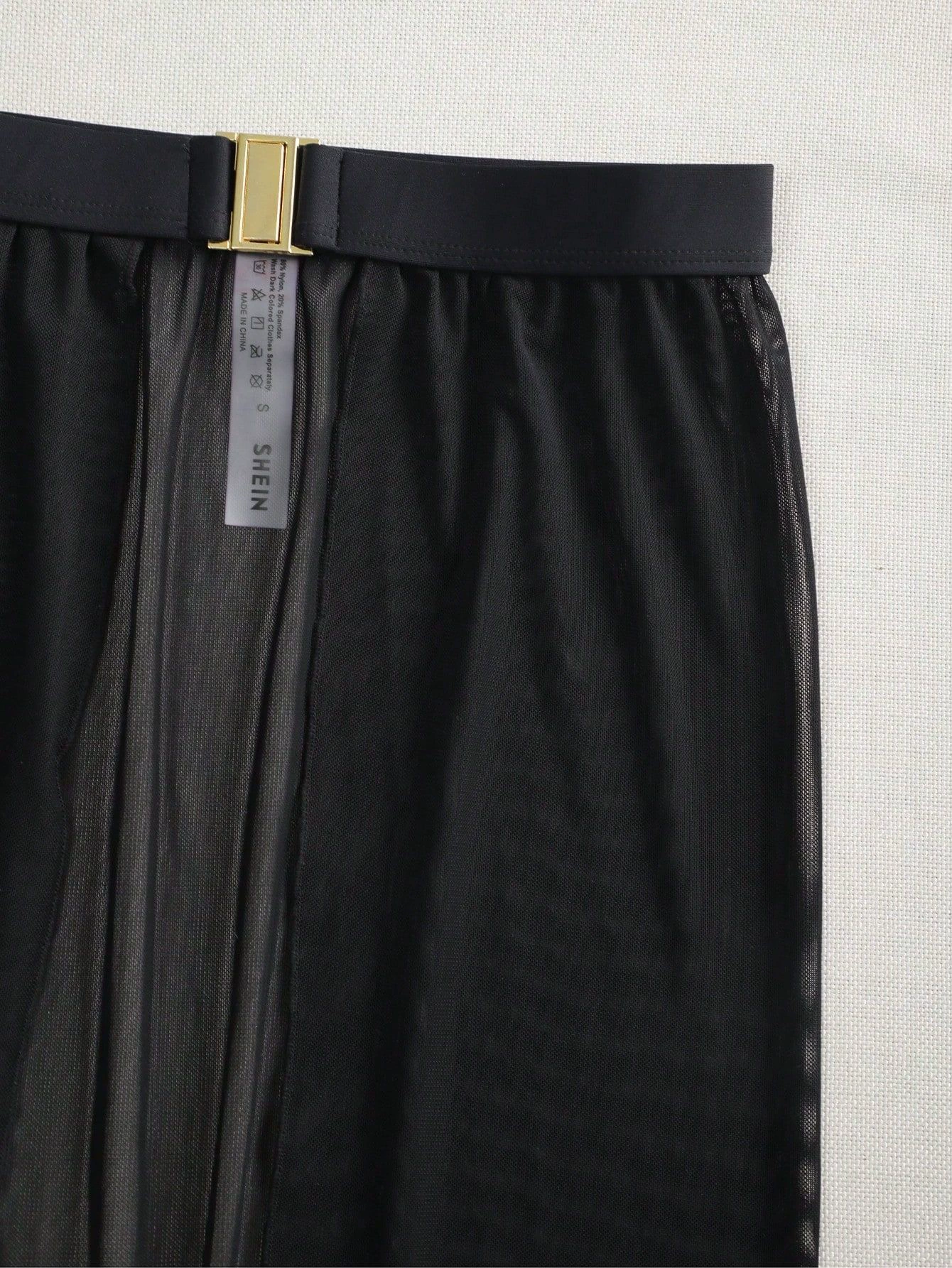 High Waisted Cover Up Skirt with Belt view 5