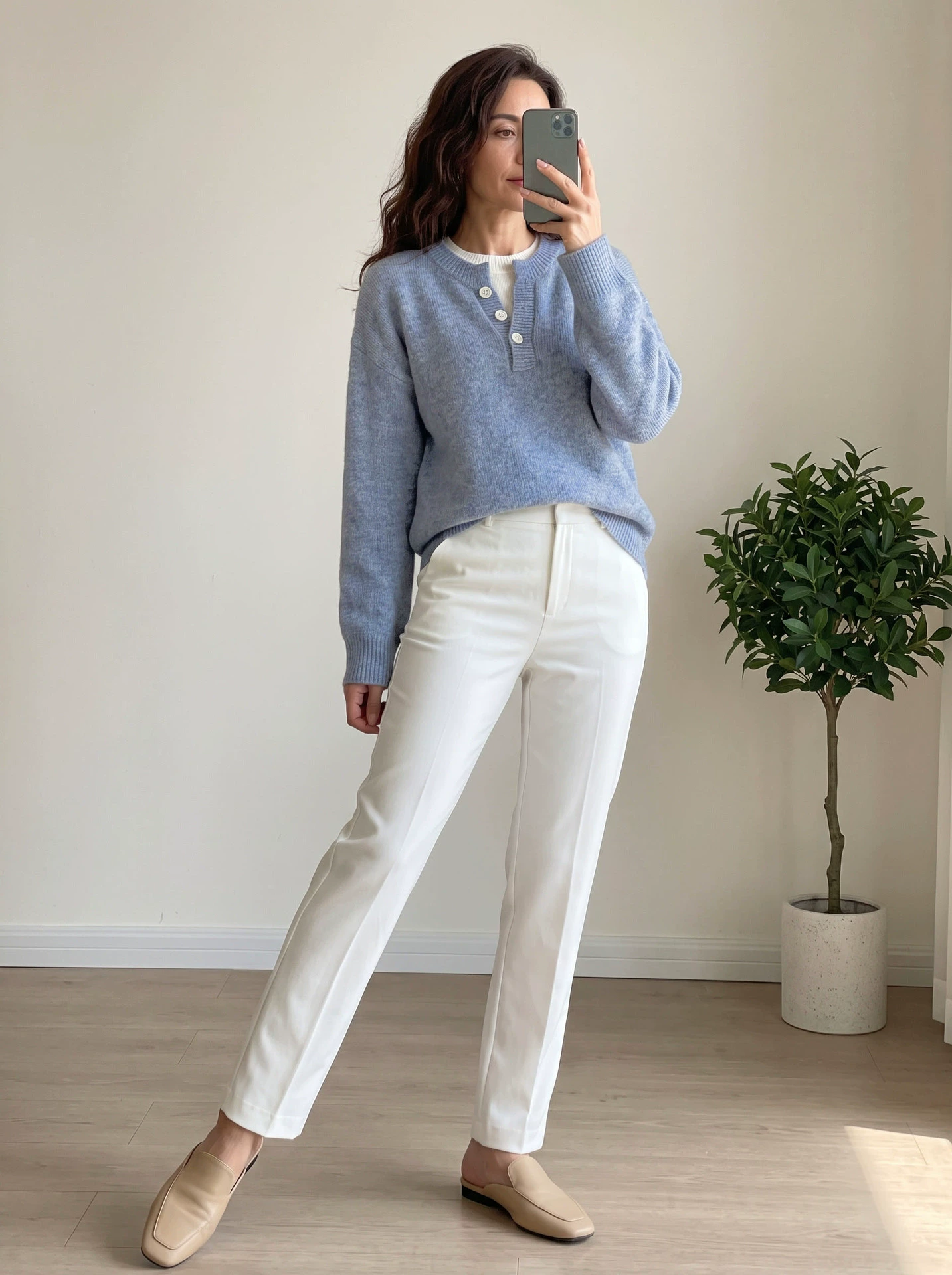 Women's Faux Two-Piece Henley Sweater view 6