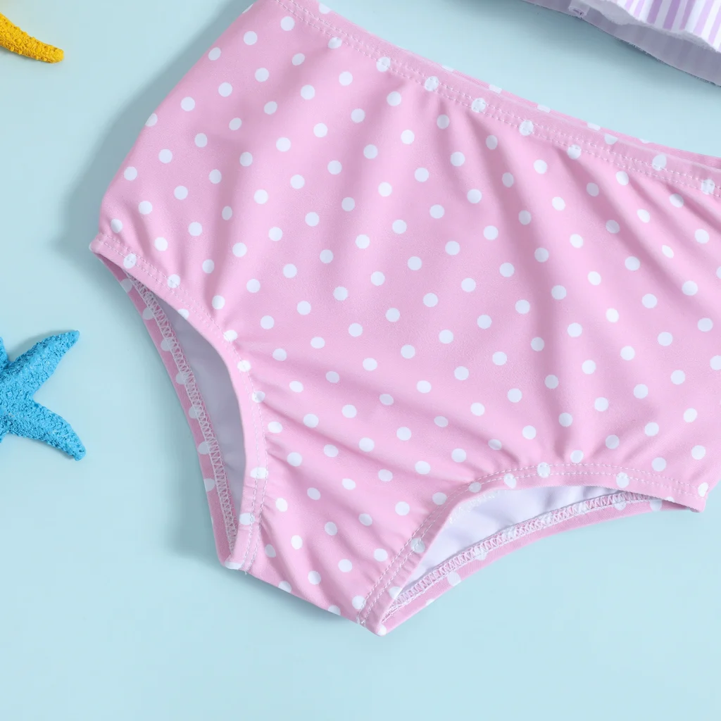 Girls Two-Piece Tankini Swimsuit with Bow and Ruffle view 3