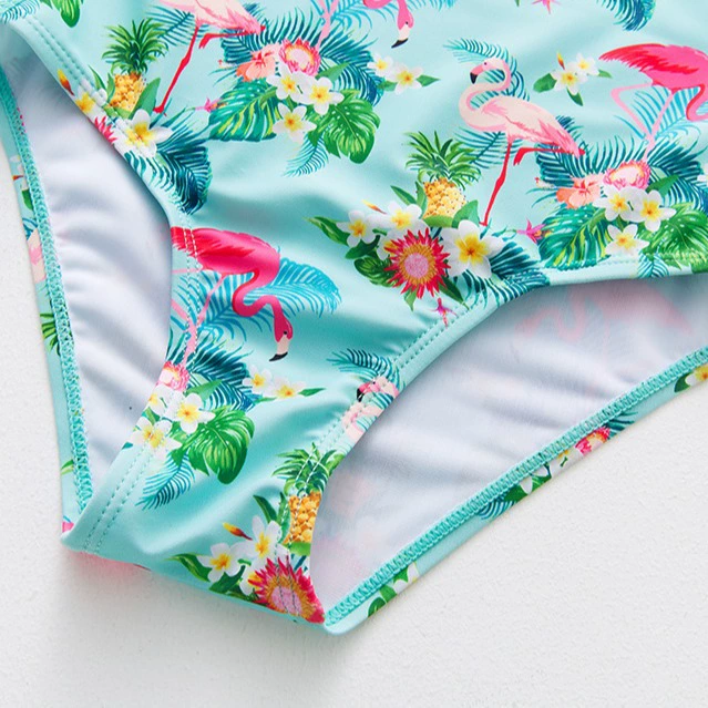 Girls One-Piece Swimsuit with Ruffle Shoulders and Bow view 5