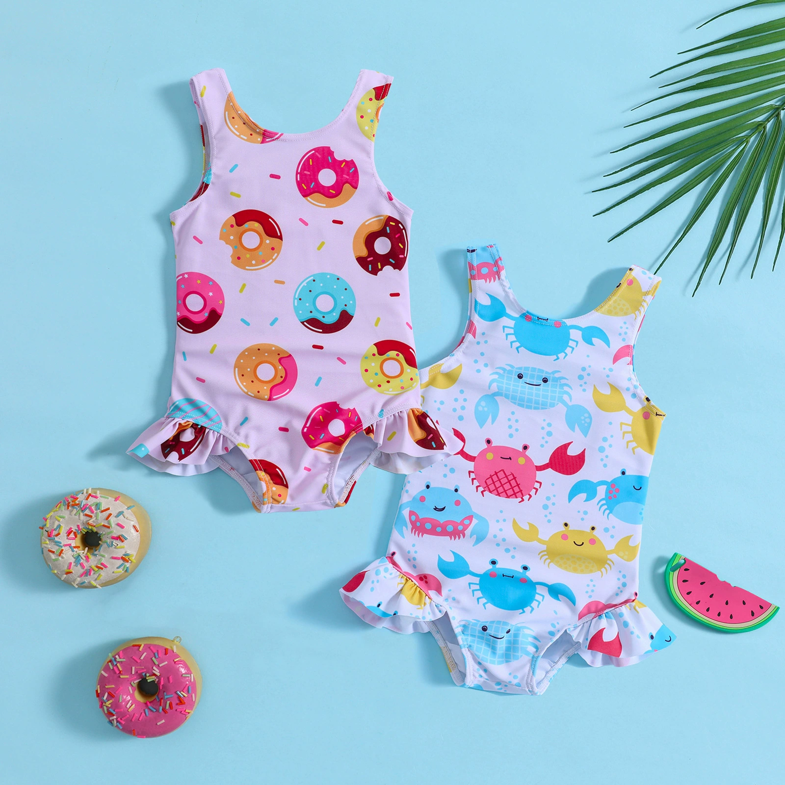 Girls Sleeveless Ruffle One-Piece Swimsuit