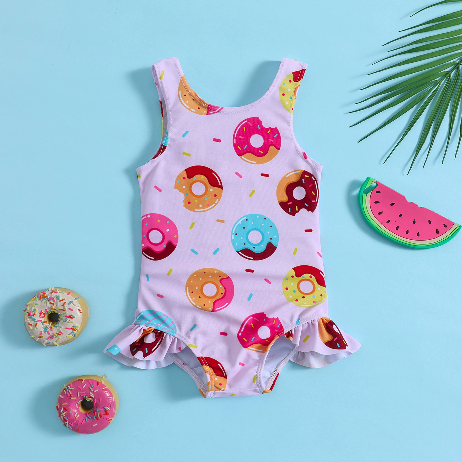Girls Sleeveless Ruffle One-Piece Swimsuit view 6