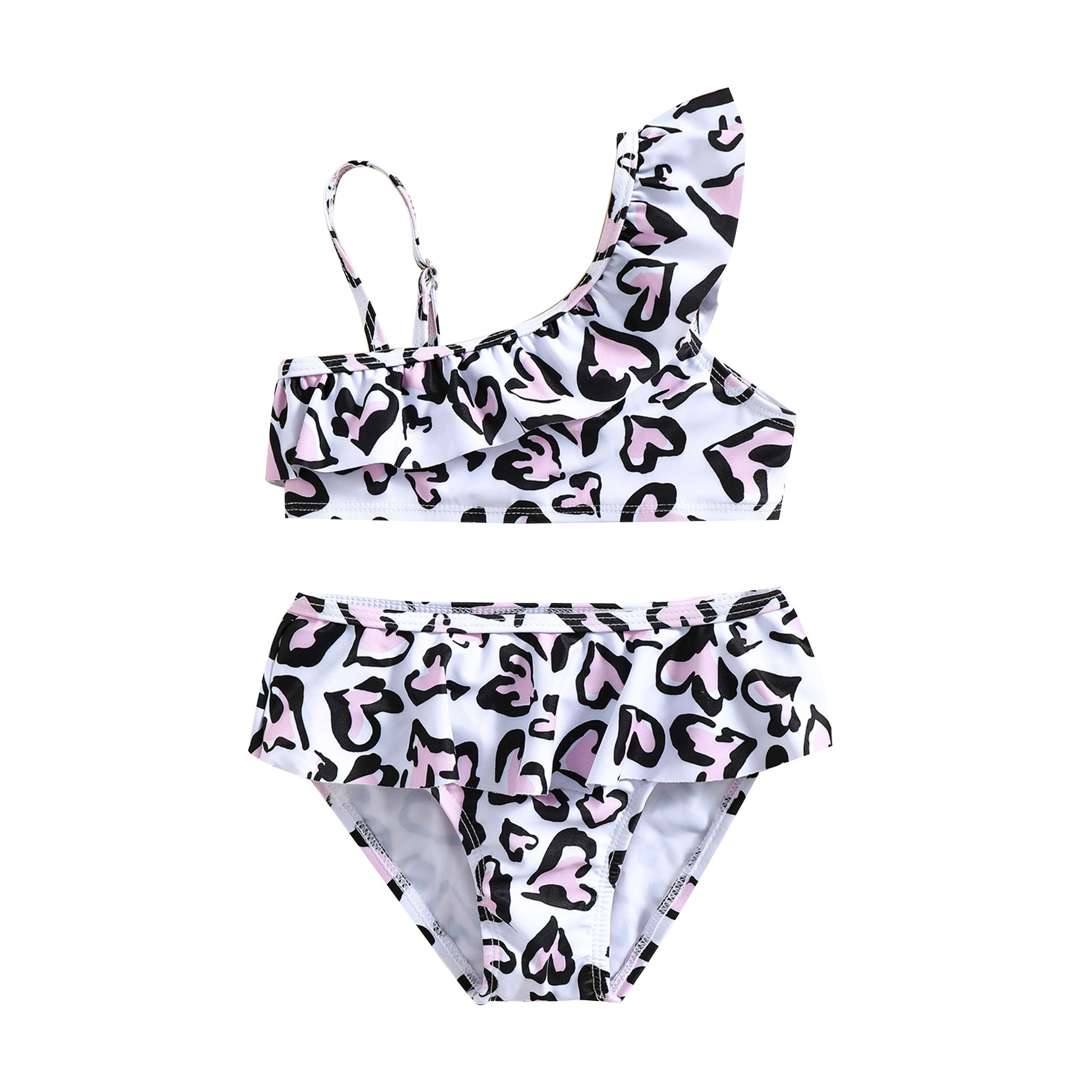 Girls Two-Piece Swimsuit with Asymmetric Ruffle view 5