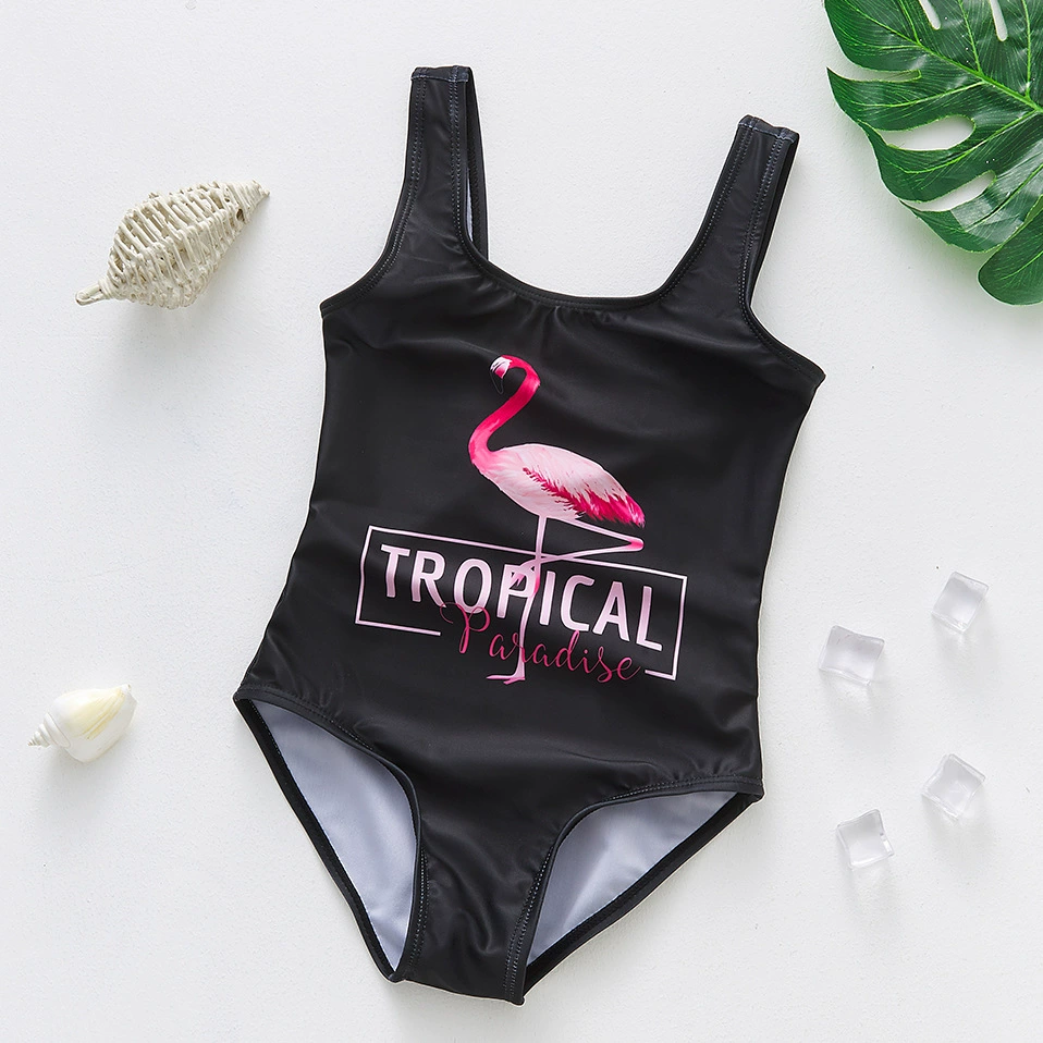 Girls One-Piece Swimsuit with Wide Straps and Scoop Back view 3