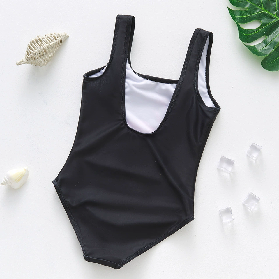 Girls One-Piece Swimsuit with Wide Straps and Scoop Back view 4