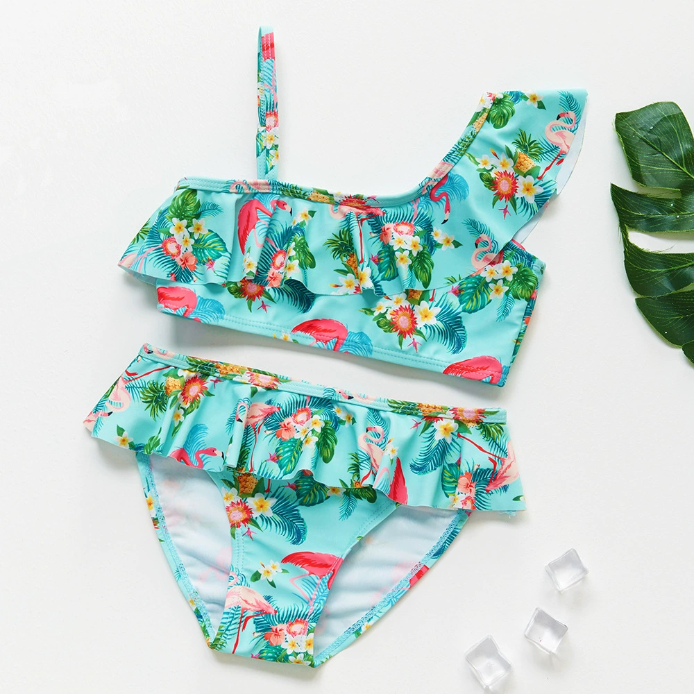 Girls Two-Piece Bikini Set with Ruffles