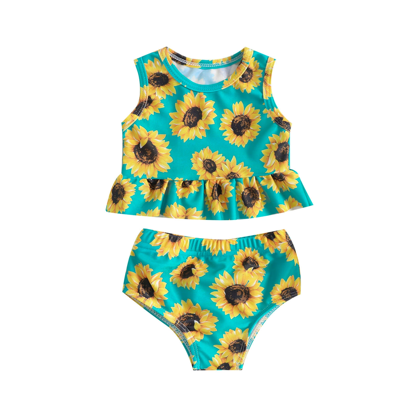 Girls Ruffled Tankini Swimsuit Set view 5