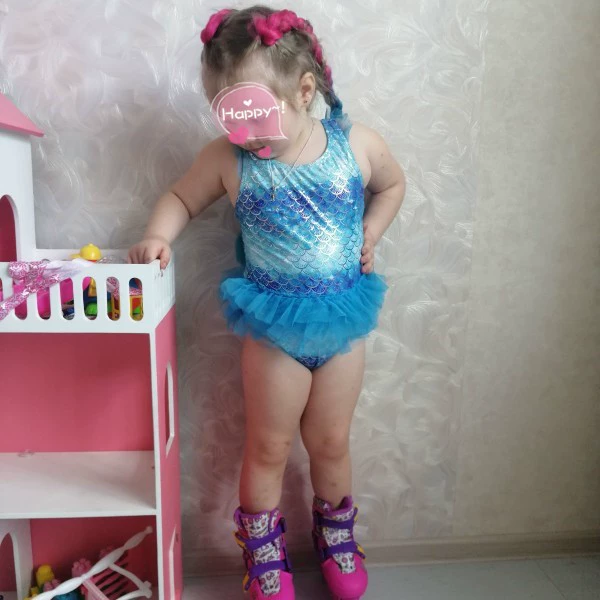 Girls One-Piece Swimsuit with Ruffle Skirt and Crossback view 5