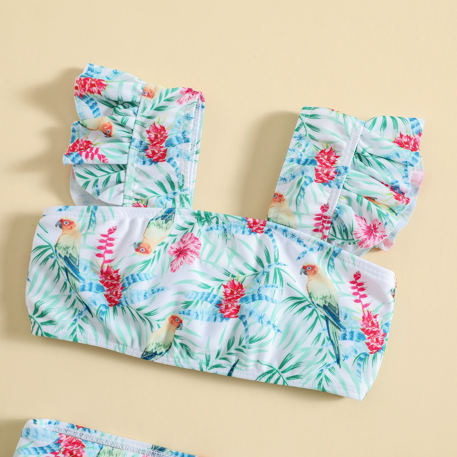 Girls Two-Piece Bikini Set with Short Sleeves view 3