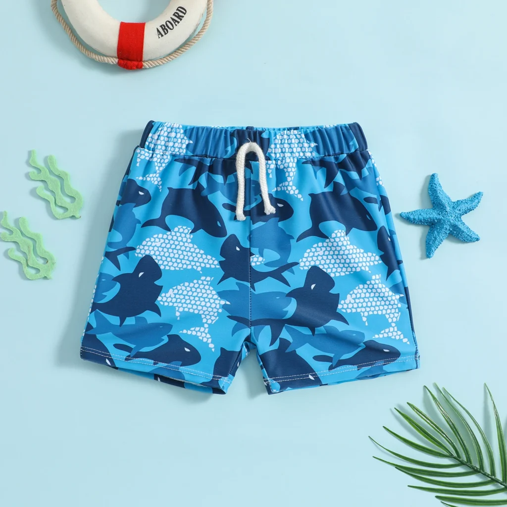 Boys' Boxer Swim Shorts with Drawstring Waist