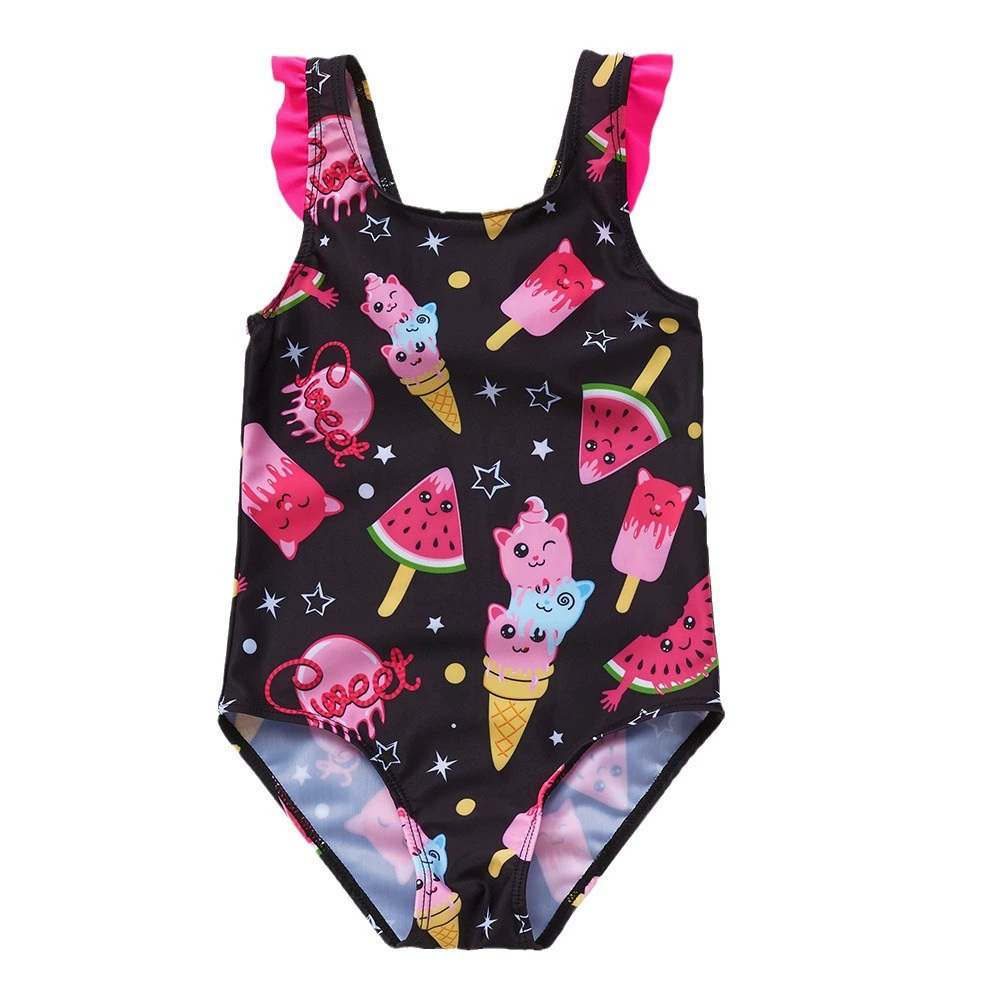 Girls One-Piece Swimsuit with Ruffle Straps and Bow view 5