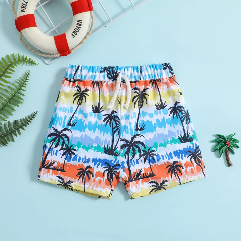 Boys Drawstring Swim Shorts with Elastic Waistband
