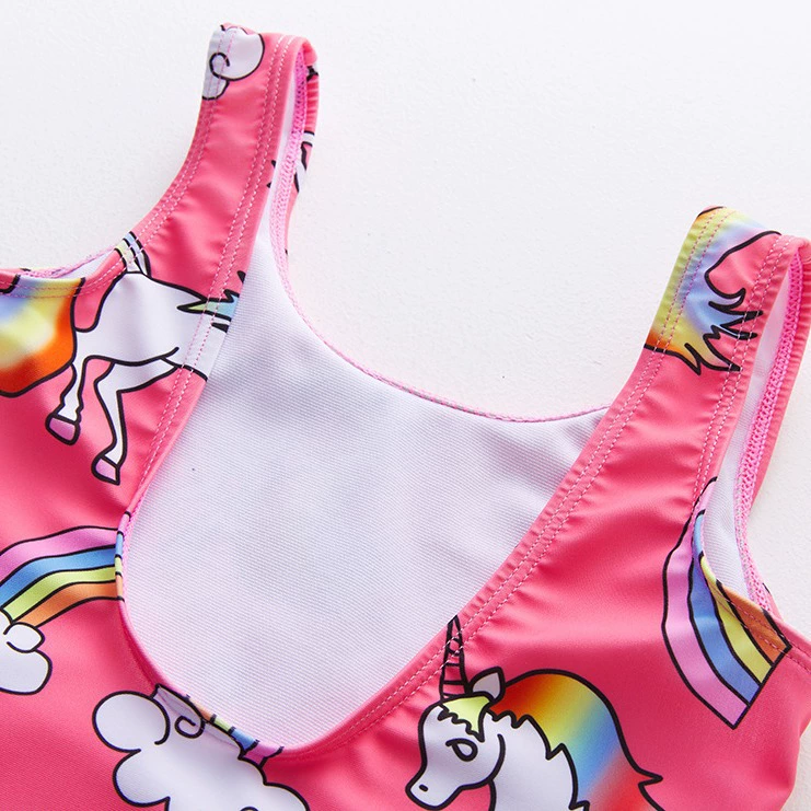 Girls' One-Piece Swimsuit with Wide Straps and Scoop Neck view 4