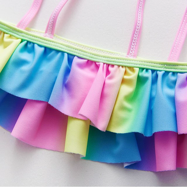Girls' Two-Piece Ruffle Bikini Set with Side-Tie Bottoms view 3