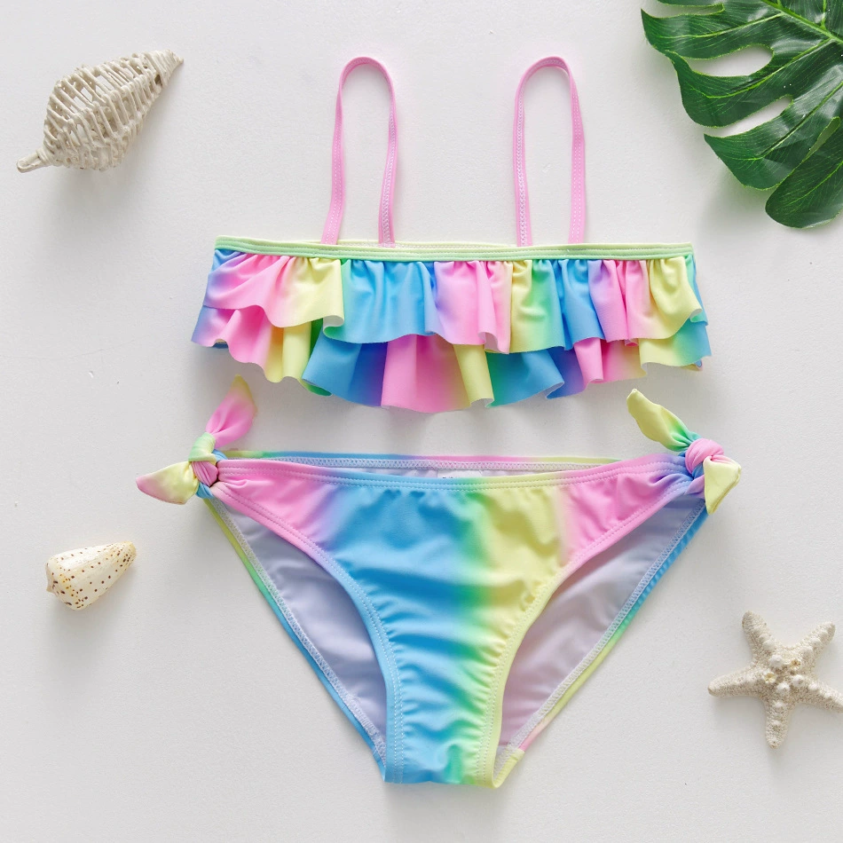 Girls' Two-Piece Ruffle Bikini Set with Side-Tie Bottoms view 6