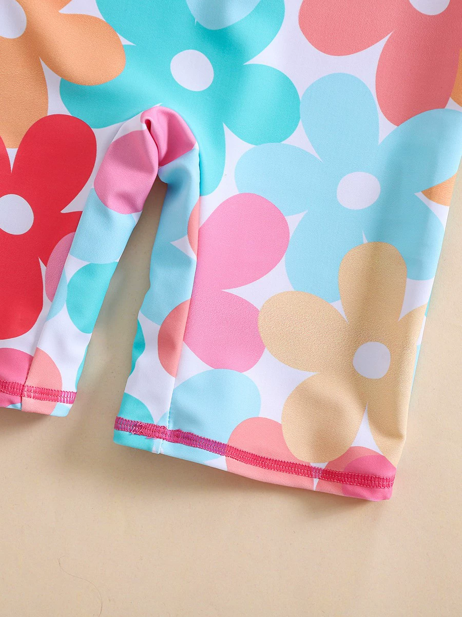 Girls Long-Sleeve One-Piece Swimsuit with Front Zipper view 5