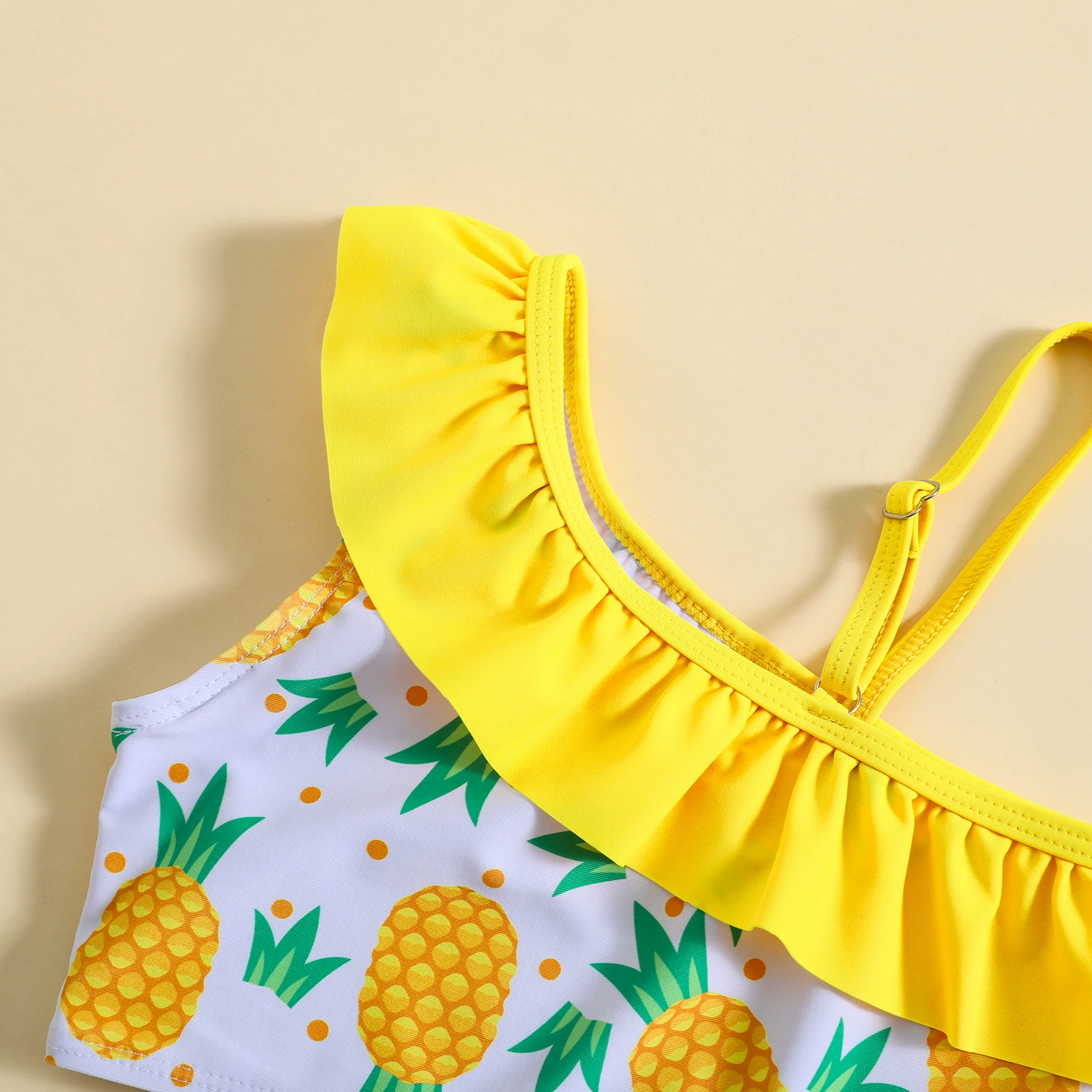 Toddler Girls Two-Piece Ruffle One-Shoulder Swimsuit Set view 3