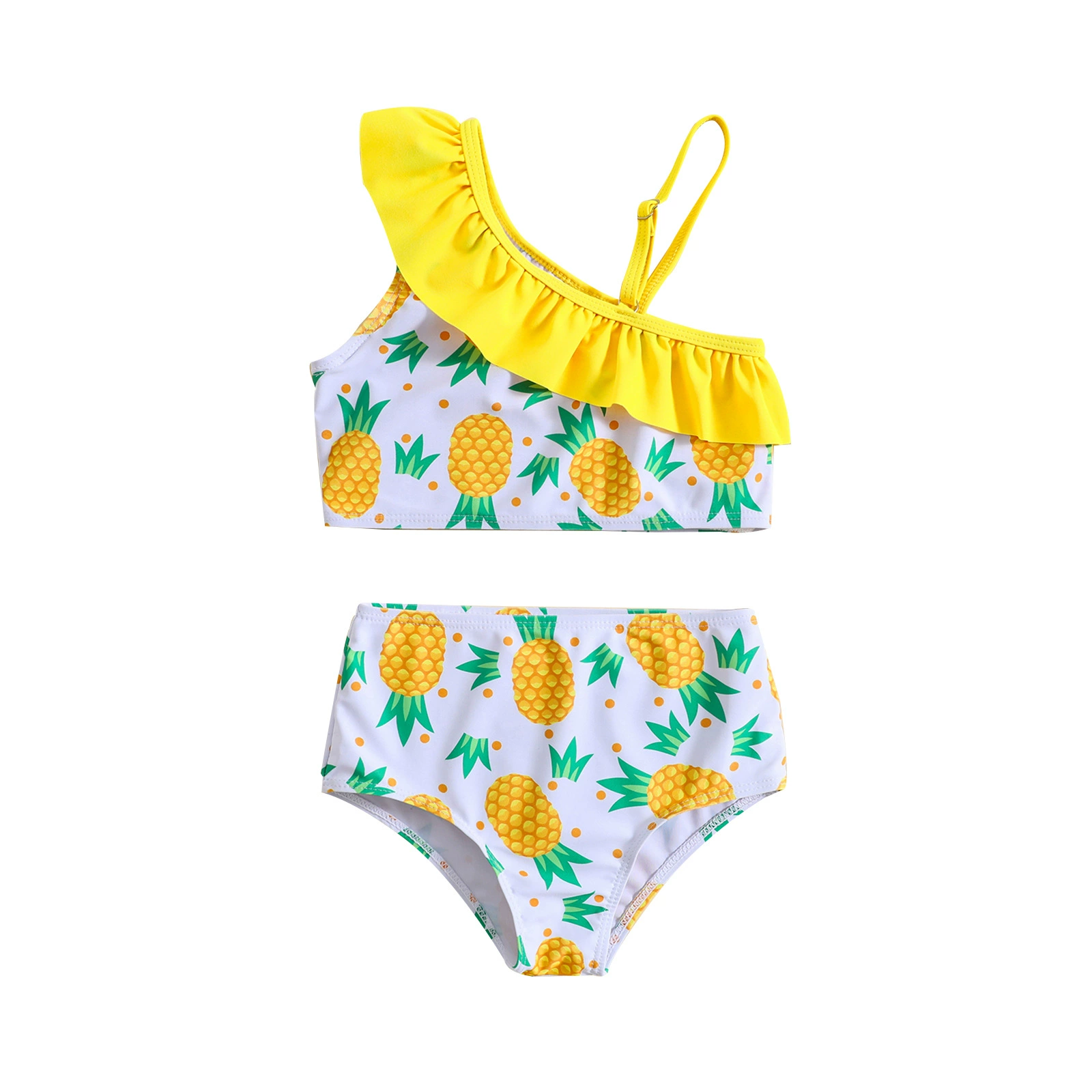 Toddler Girls Two-Piece Ruffle One-Shoulder Swimsuit Set view 5
